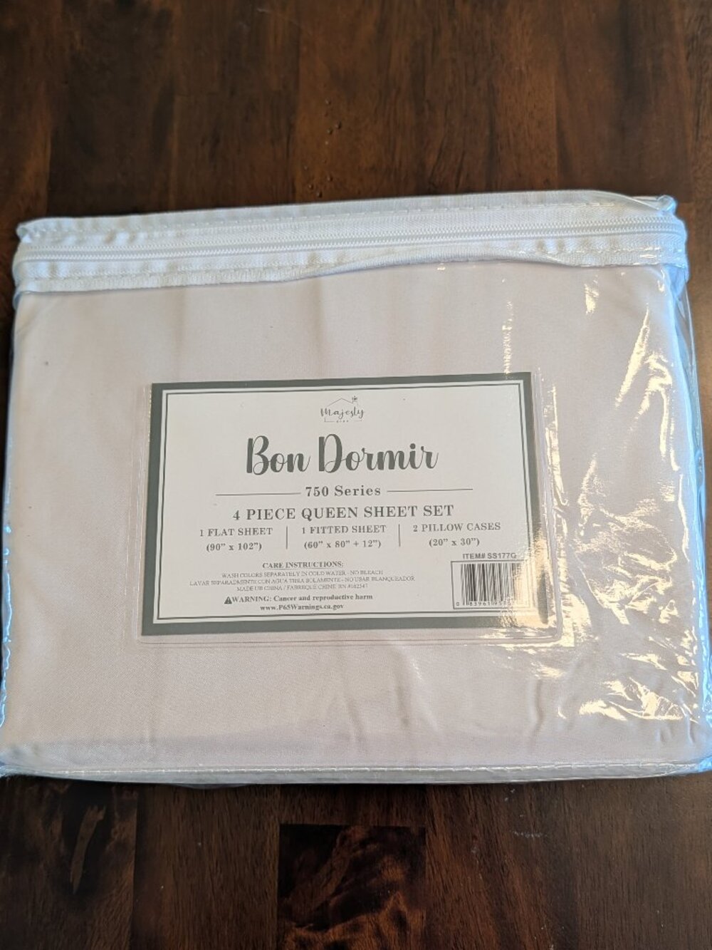 Bon Dormir 750 Series Queen Size 4 Piece Bed Sheet Set Gray